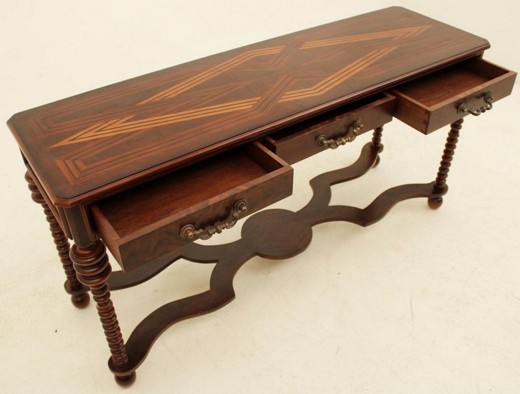 Best Sleep Centre Opportunity Buys Wayfair Returns Lot 693 - Walnut Narrow 3 Drawer Console/Sofa/Entrance Table