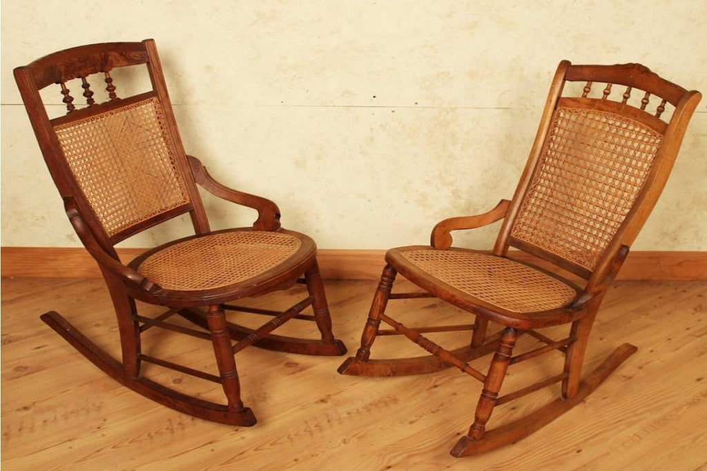Best Sleep Centre Opportunity Buys Wayfair Returns Lot 736 - Pair Of Victorian Walnut And Wicker Rocking Chairs