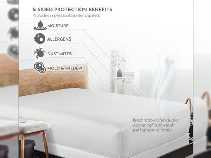 Best Sleep Centre Sleep Accessories PureCare Regular Depth “Trim” 5-Sided Mattress Protector, 8”-13.5” Depth