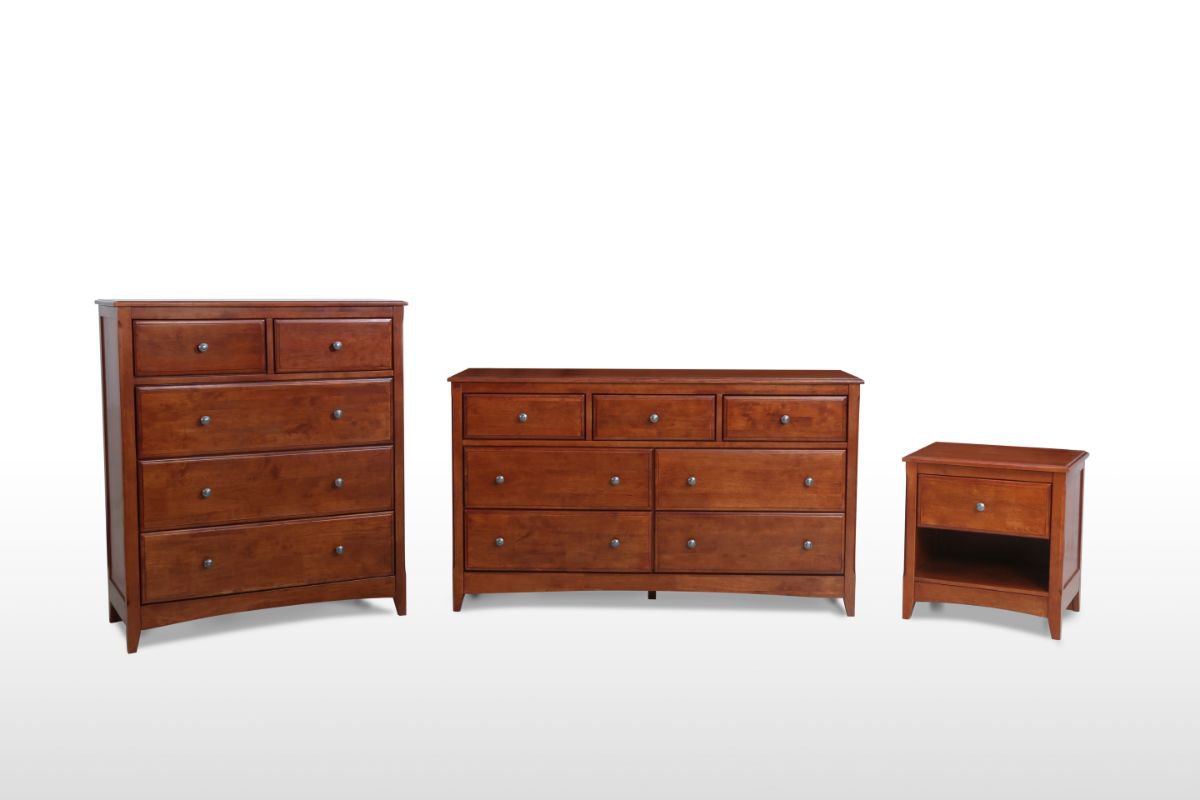 Night and Day Furniture Bedroom Cherry / 3 Piece Bundle (No Mirror) Secrets Case Goods - Many Colors To Choose From