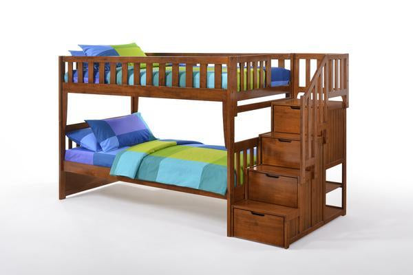 Peppermint Twin over Twin Stair Bunk Bed (5 Colors Available)