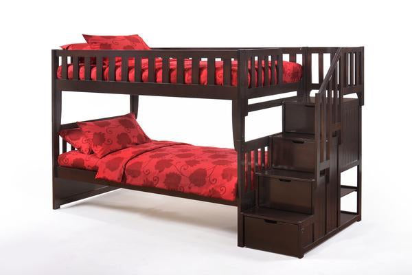 Peppermint Twin over Twin Stair Bunk Bed (5 colours)