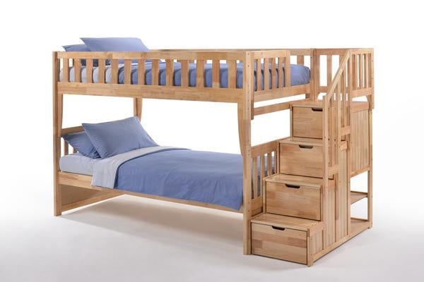Peppermint Twin over Twin Stair Bunk Bed (5 colours)