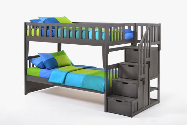 Peppermint Twin over Twin Stair Bunk Bed (5 colours)
