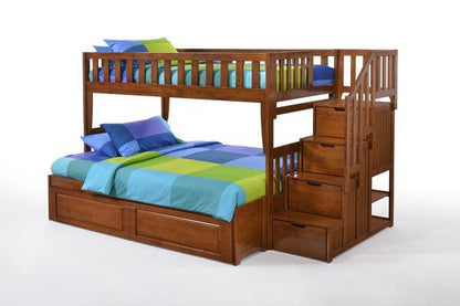 Peppermint Twin over Full Stair Bunk Bed (5 colours)