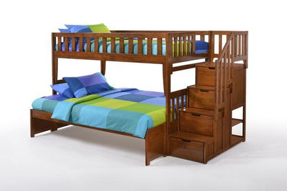 Peppermint Twin over Full Stair Bunk Bed (5 colours)