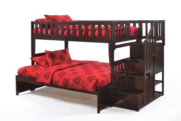 Peppermint Twin over Full Stair Bunk Bed (5 colours)