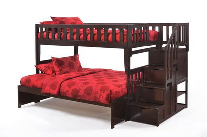 Peppermint Twin over Full Stair Bunk Bed (5 colours)