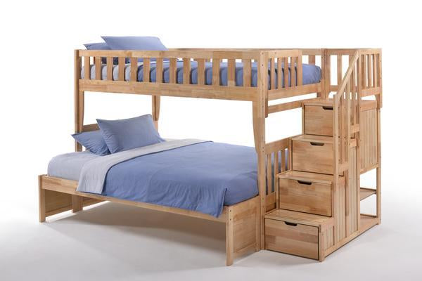 Peppermint Twin over Full Stair Bunk Bed (5 colours)