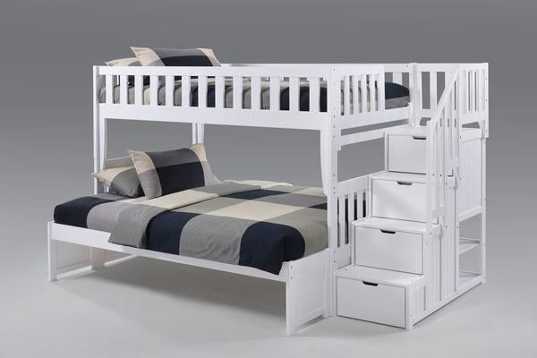 Peppermint Twin over Full Stair Bunk Bed (5 colours)