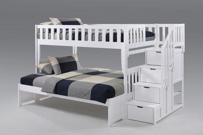 Peppermint Twin over Full Stair Bunk Bed (5 colours)