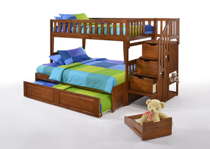 Night and Day Furniture Bunk Beds Cherry / Bunkbed with trundle bed Peppermint Twin over Full Stair Bunk Bed (5 Colors Available)