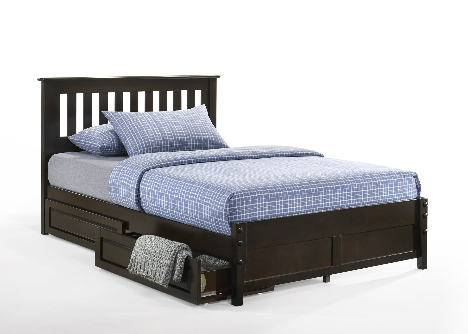 Night and Day Furniture Platform Beds Queen / Dark Chocolate / 1 Pair Underbed Drawers Rosemary Low Platform Bed (P-Series)