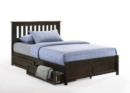 Night and Day Furniture Platform Beds Queen / Dark Chocolate / 1 Pair Underbed Drawers Rosemary Low Platform Bed (P-Series)