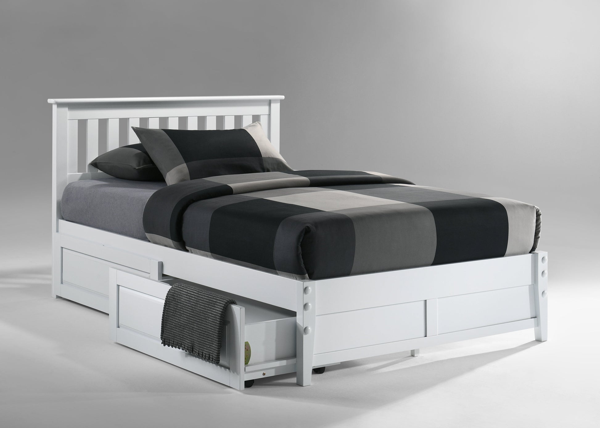 Night and Day Furniture Platform Beds Queen / White / 1 Pair Underbed Drawers Rosemary Low Platform Bed (P-Series)