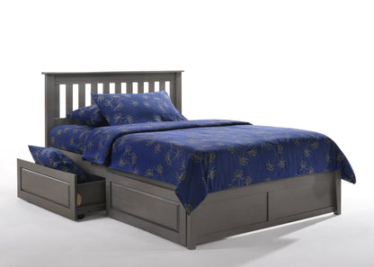 Night and Day Furniture Platform Beds Queen / Stonewash / 1 Pair Underbed Drawers Rosemary Low Platform Bed (P-Series)