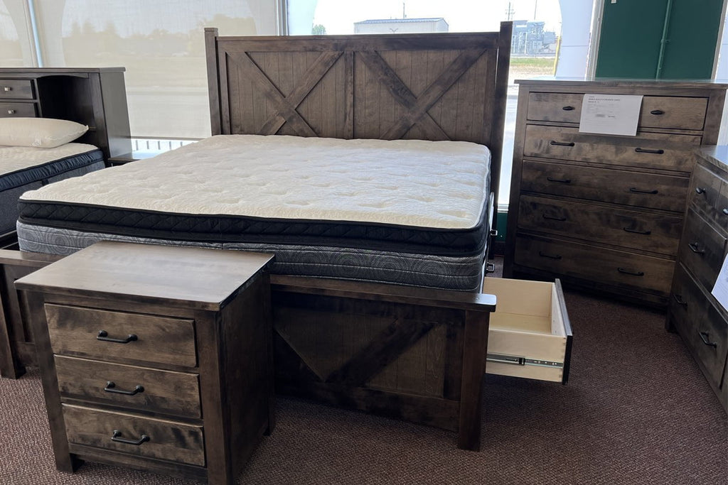 Witmer Furniture Bedroom Solid Hardwood Bench Built Platform Bed with Storage